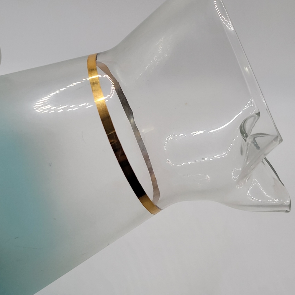 VTG Blue Bleno Pitcher | Gold Trim | 9.5" - Picture 3 of 11